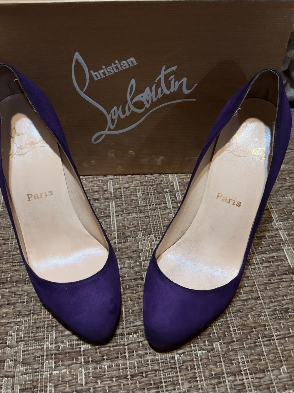 👠✨ 𝐂𝐇𝐑𝐈𝐒𝐓𝐈𝐀𝐍 𝐋𝐎𝐔𝐁𝐎𝐔𝐓𝐈𝐍 𝐃𝐞𝐜𝐥𝐢𝐜 𝟏𝟐𝟎 𝐏𝐮𝐫𝐩𝐥𝐞 𝐒𝐮𝐞𝐝𝐞 (𝐖𝐢𝐭𝐡 𝐁𝐨𝐱) 𝐒𝐳 𝟒𝟎 ✨👠 - Picture 12 of 12